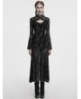Punk Rave Grey Sexy Gothic Crescent Print Mesh Two-Piece Long Fishtail Dress