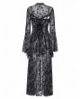 Punk Rave Grey Sexy Gothic Crescent Print Mesh Two-Piece Long Fishtail Dress